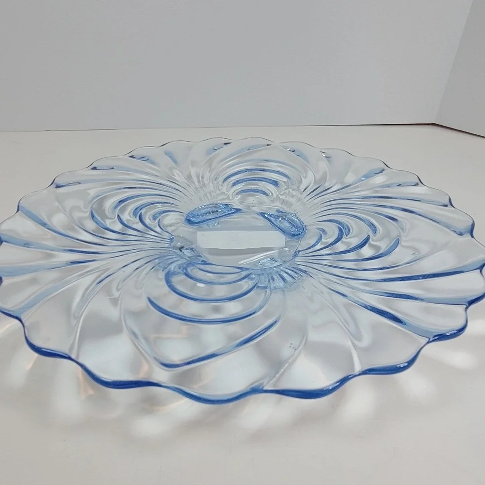 Vintage Cambridge Caprice Moonlight Blue 4-Toed Torte Plate 11.5